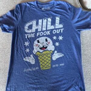 Blue Short Sleeve Tee with Chill Graphic